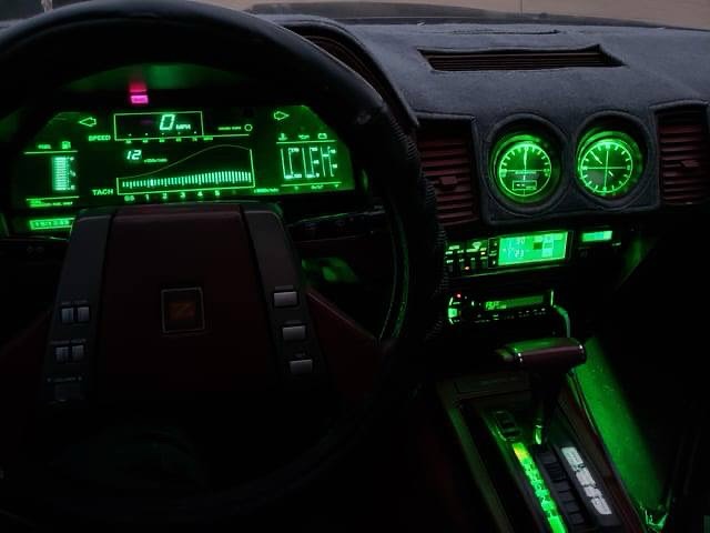This is the interior of a 1985 Nissan 300zx.