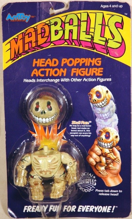 AmToy Madballs and Head Popping Action Figures.