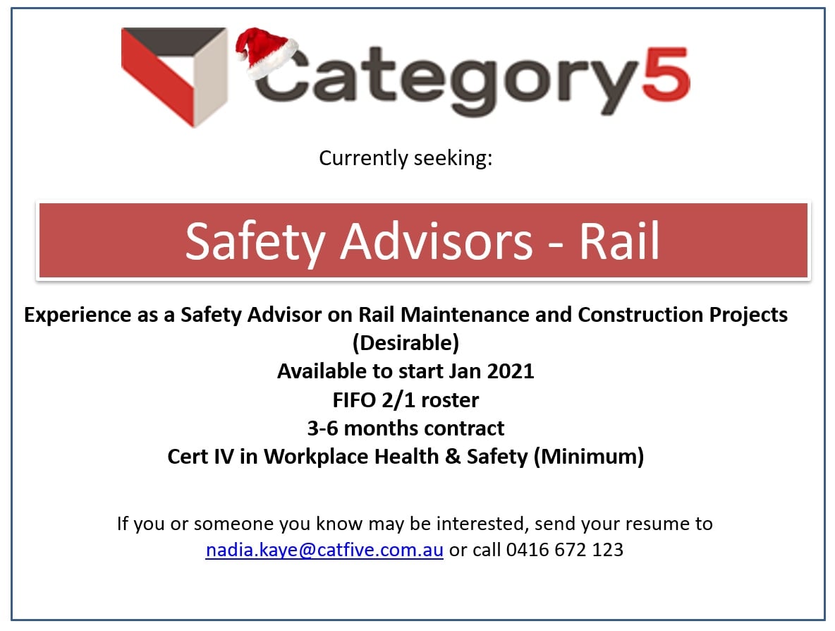 Cat 5 Rail - Safety Advisors looking for your next role in...