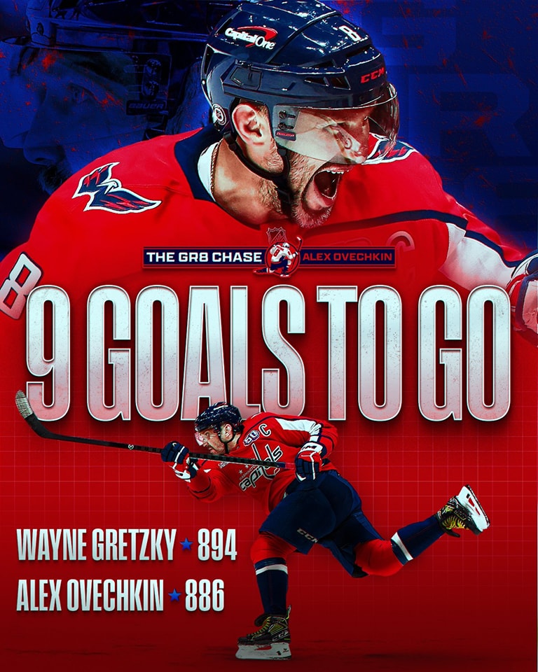 ALEX OVECHKIN HAS HIT SINGLE DIGITS! 👀 #Gr8Chase HE IS ONLY NINE