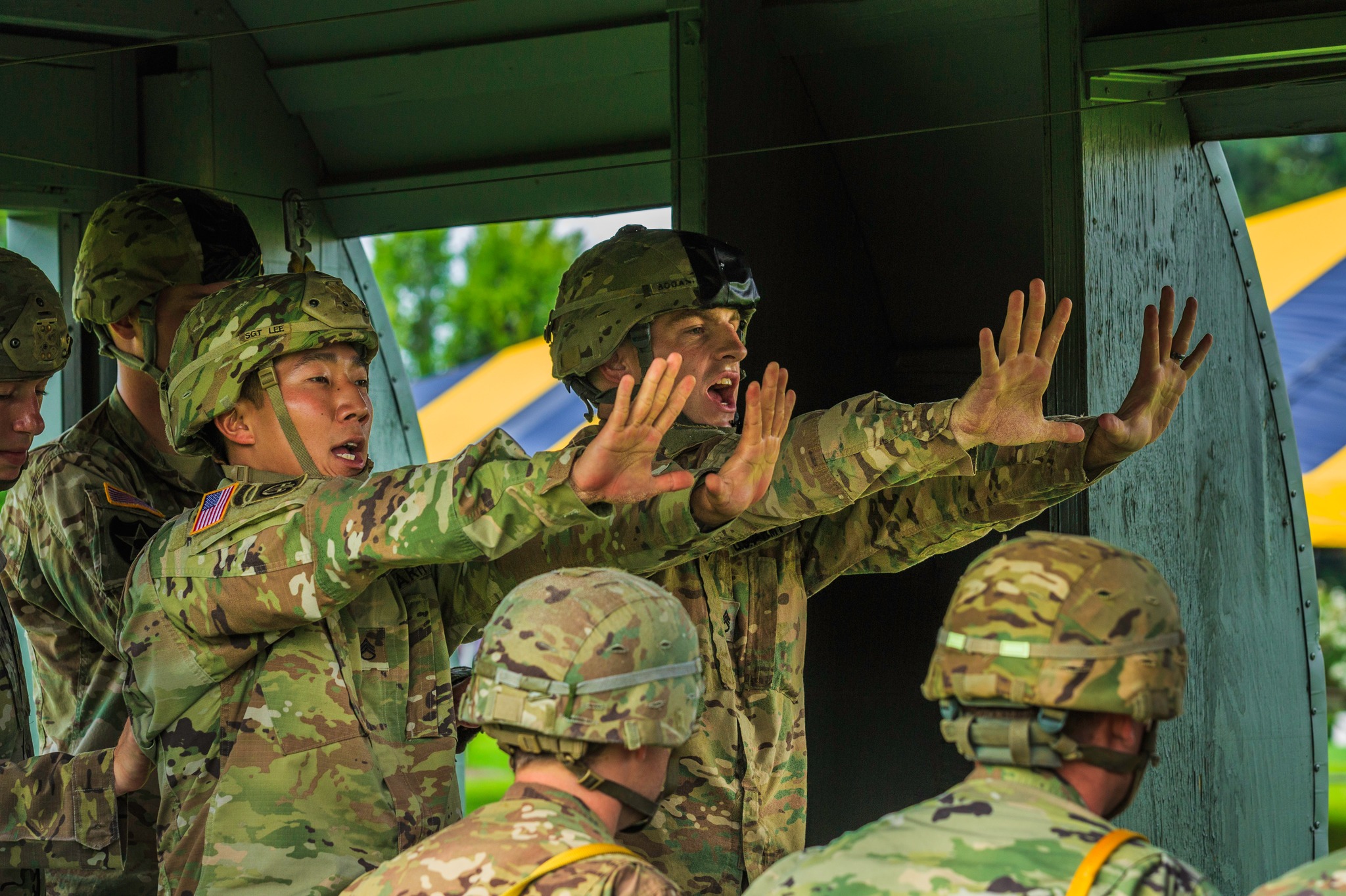 DistiNCtly - U.S. Army soldiers inside a mock aircraft demonstrate pre ...