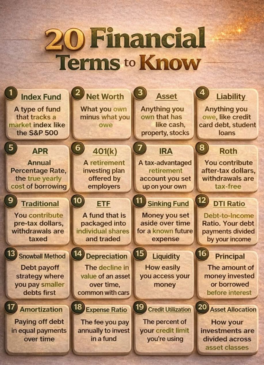 Financial - Here are 20 essential financial terms everyone should know, explained in simple ...
