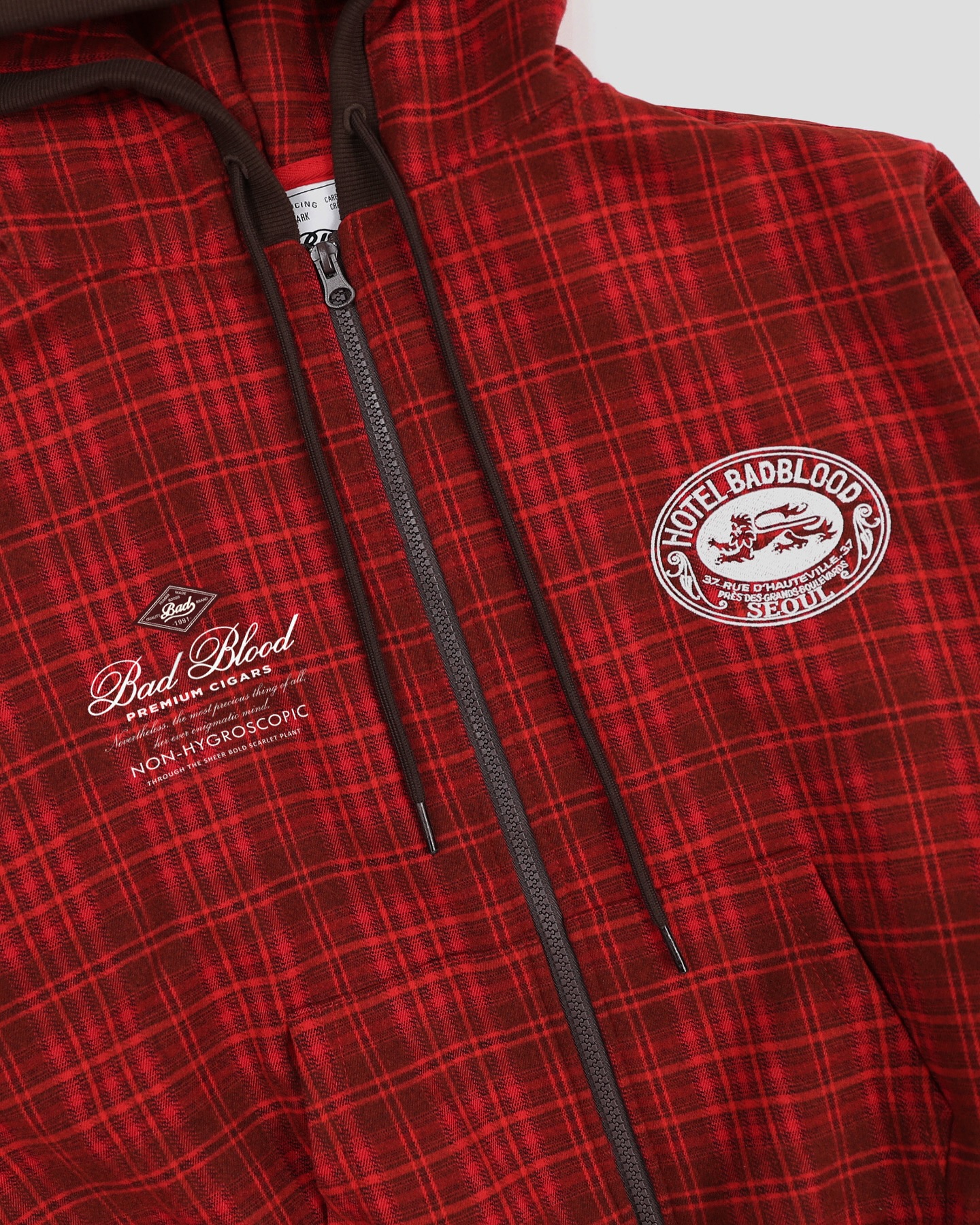 Бэлэн ? Classic Check Hooded Zip-Up - Red Size: S, M, L
