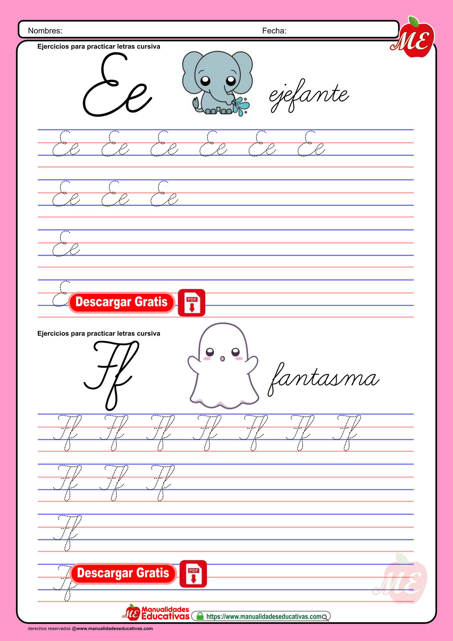 ME - Ejercicios para practicar letras cursivas ⭕️CUADERNO COMPLETO EN ...