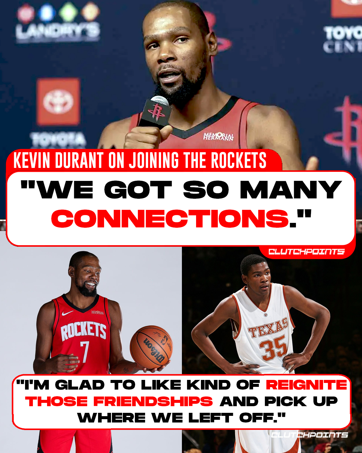 Rockets - Kevin Durant has plenty of ties between the Rockets ...