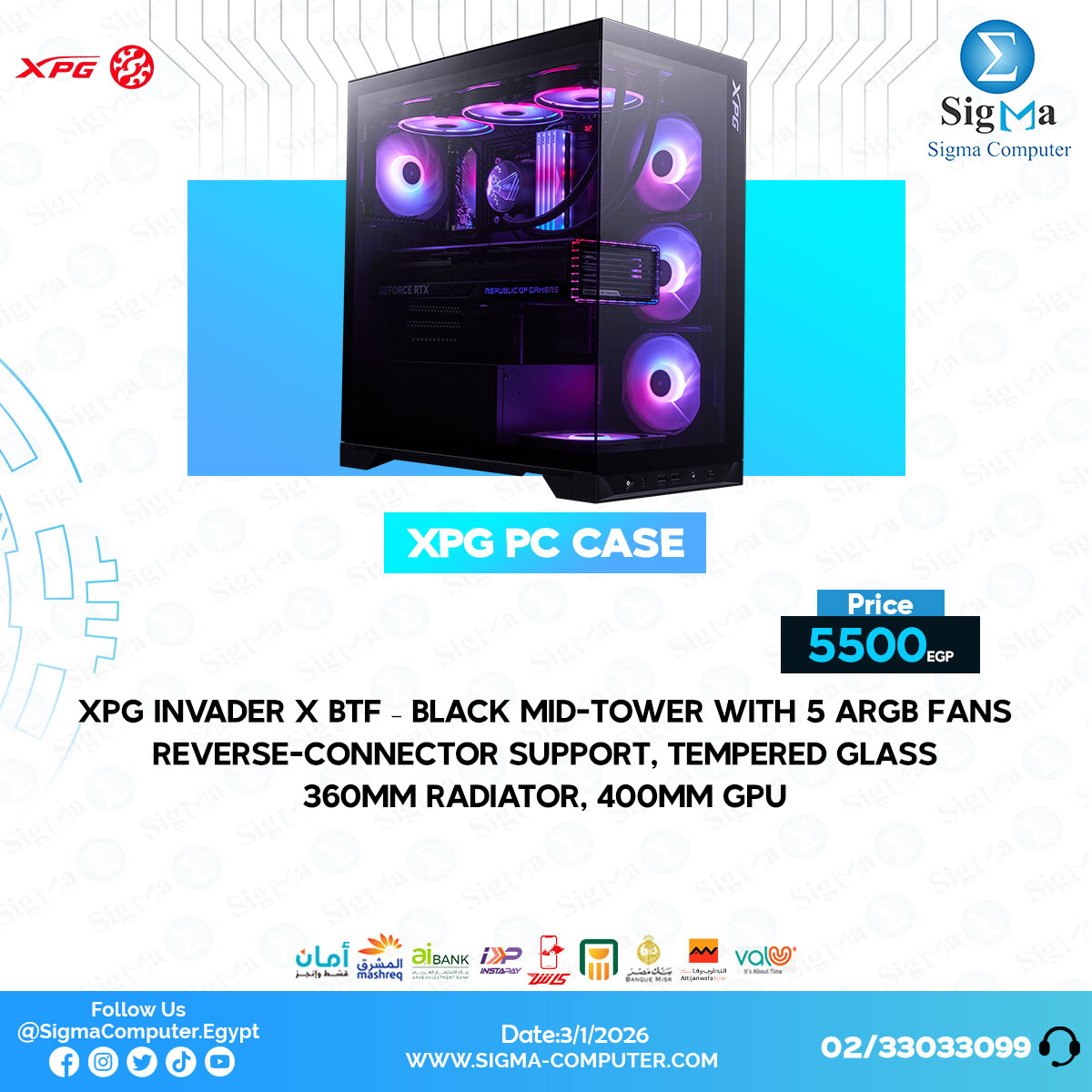 Sigma Computer - XPG INVADER X BTF Black MID-TOWER CHASSIS... | Facebook