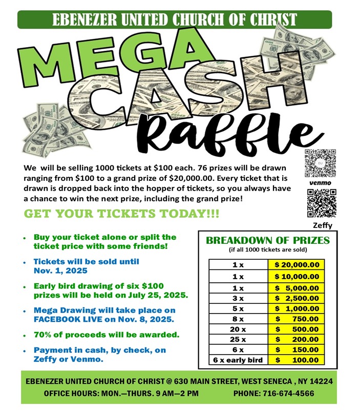 Ebenezer - 2025 Ebenezer UCC MEGA RAFFLE Ebenezer United Church of ...