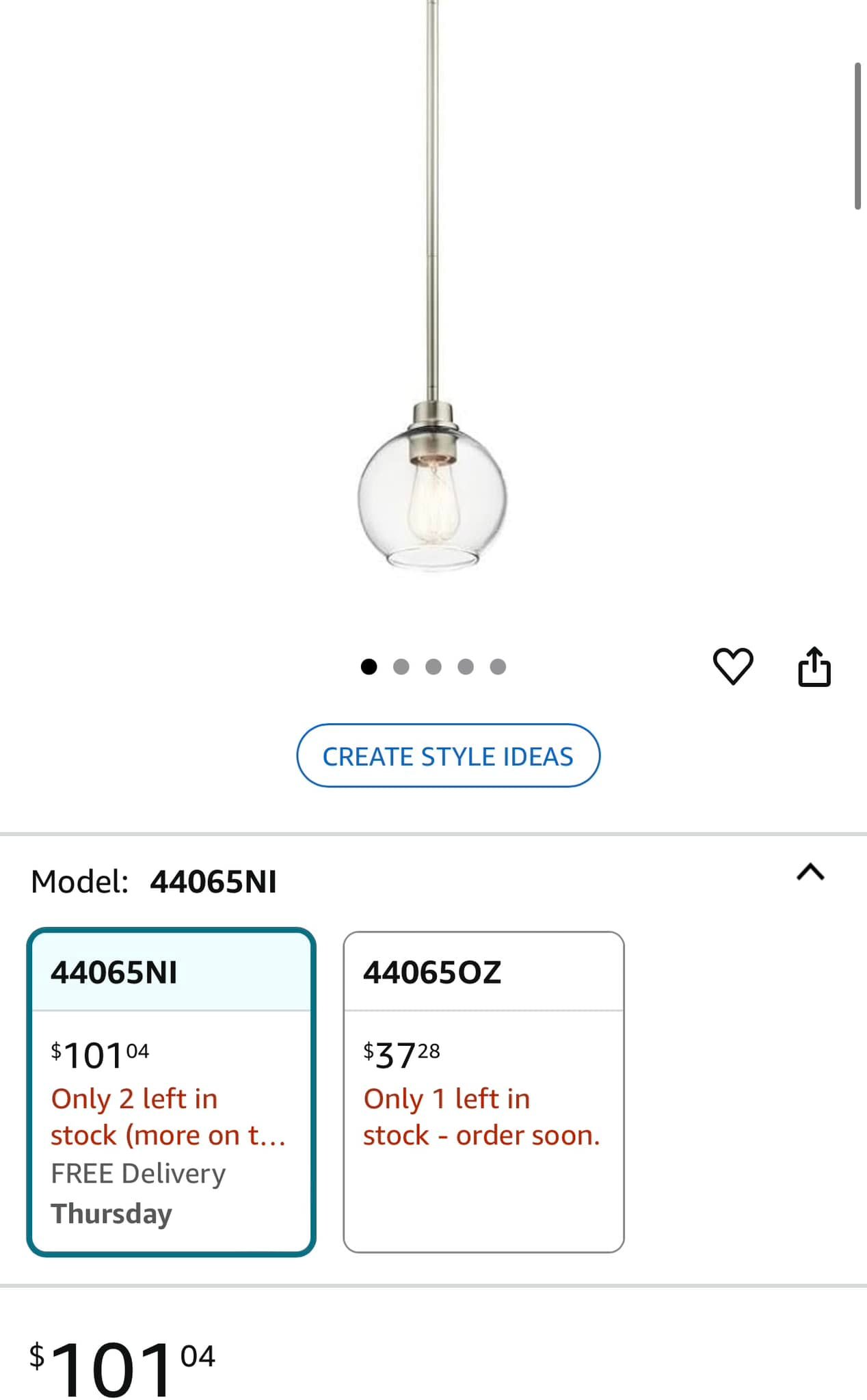 Generation Lighting 1-Light Mini Pendant – Clear Seeded Glass With Iron Frame 4 thumbnail image