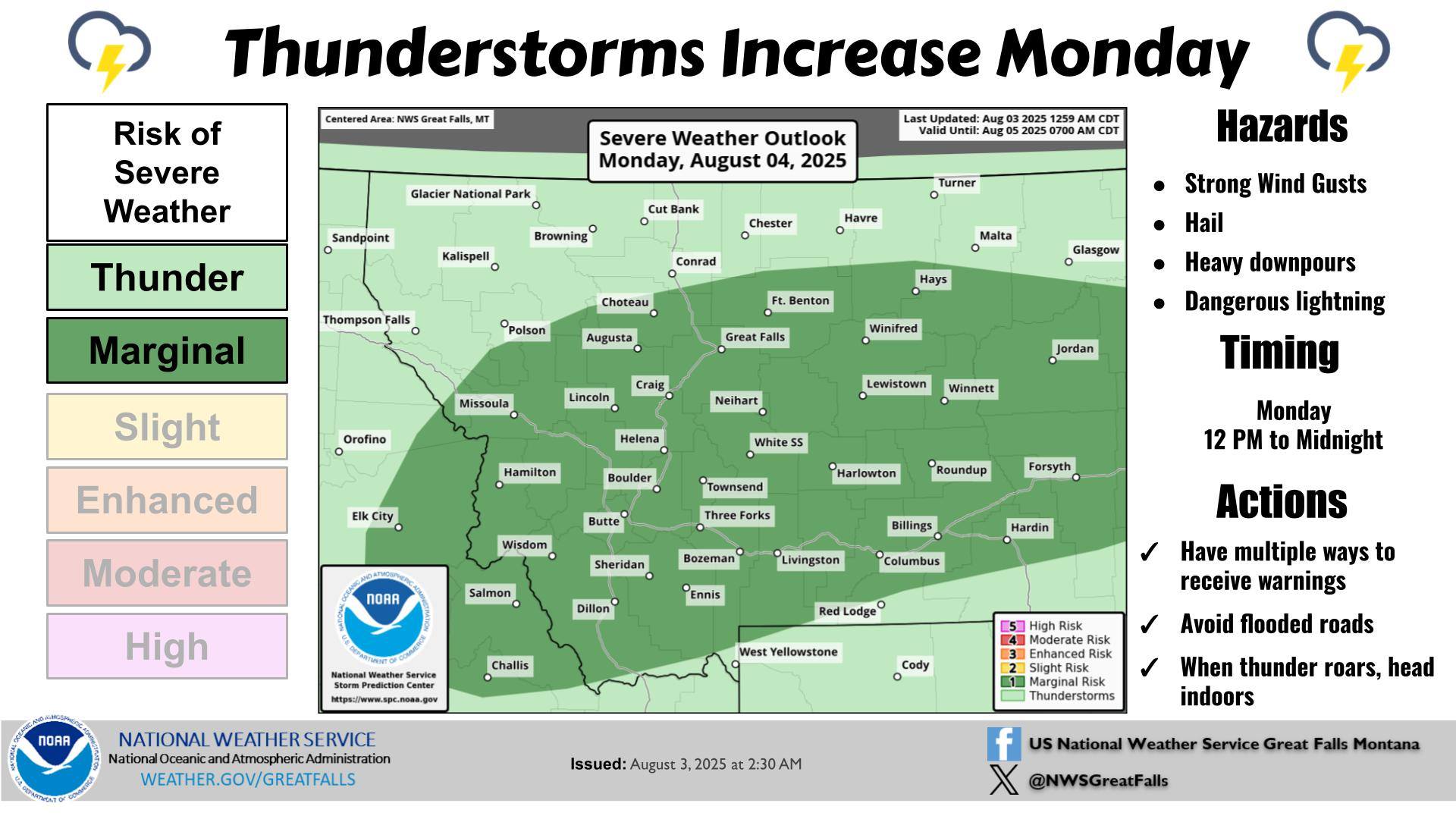 US - Waves of showers and storms will move from south to north Monday ...