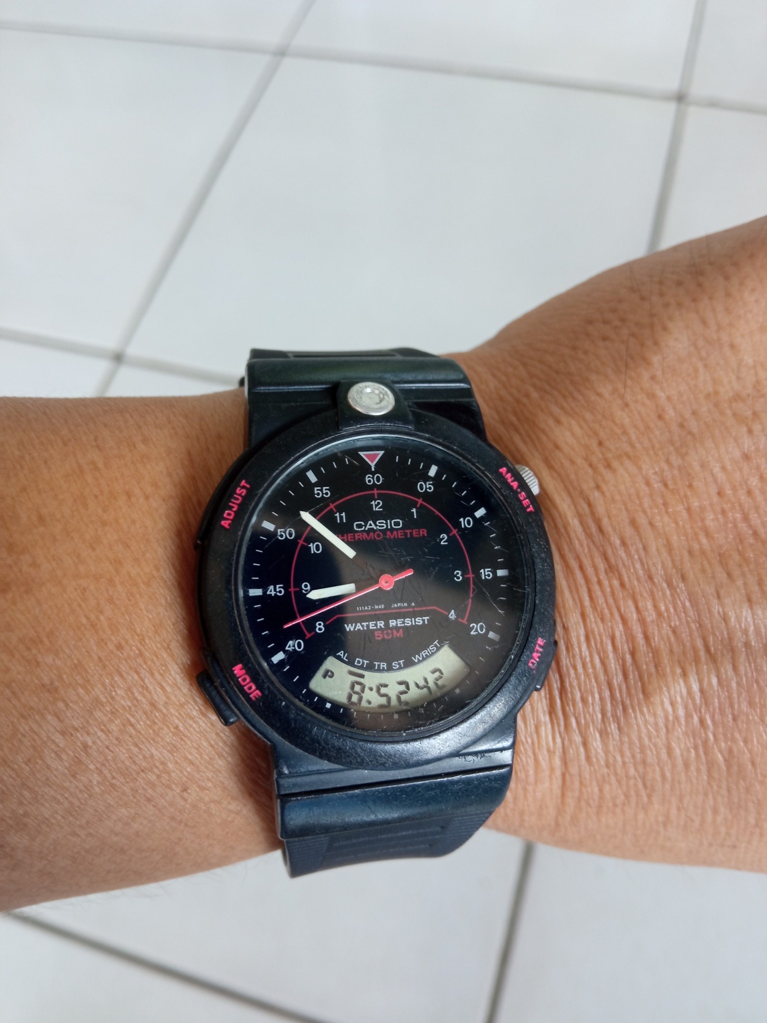 Vintage Casio AW-10 watch with thermometer sensor