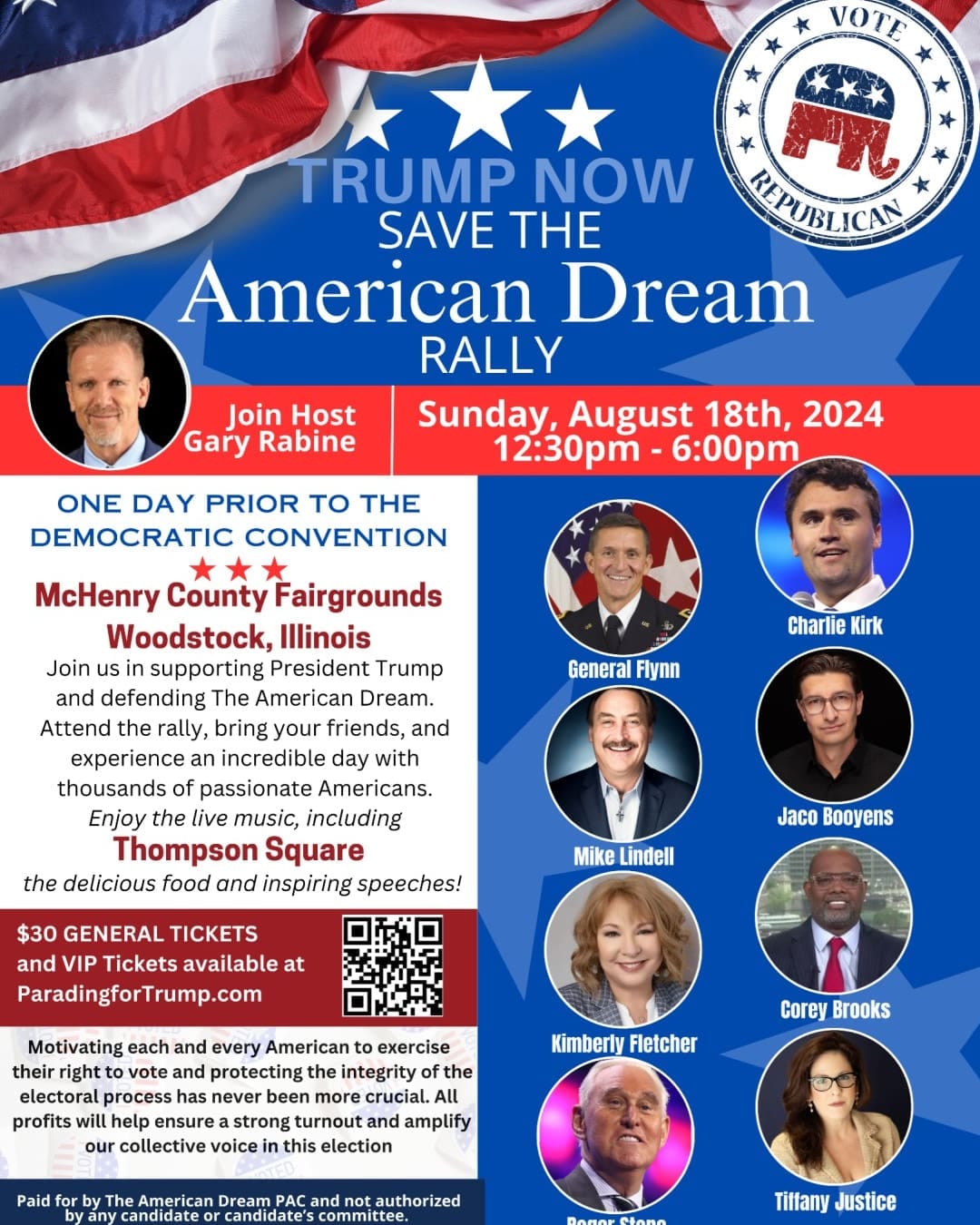 Trump now, save the American dream rally