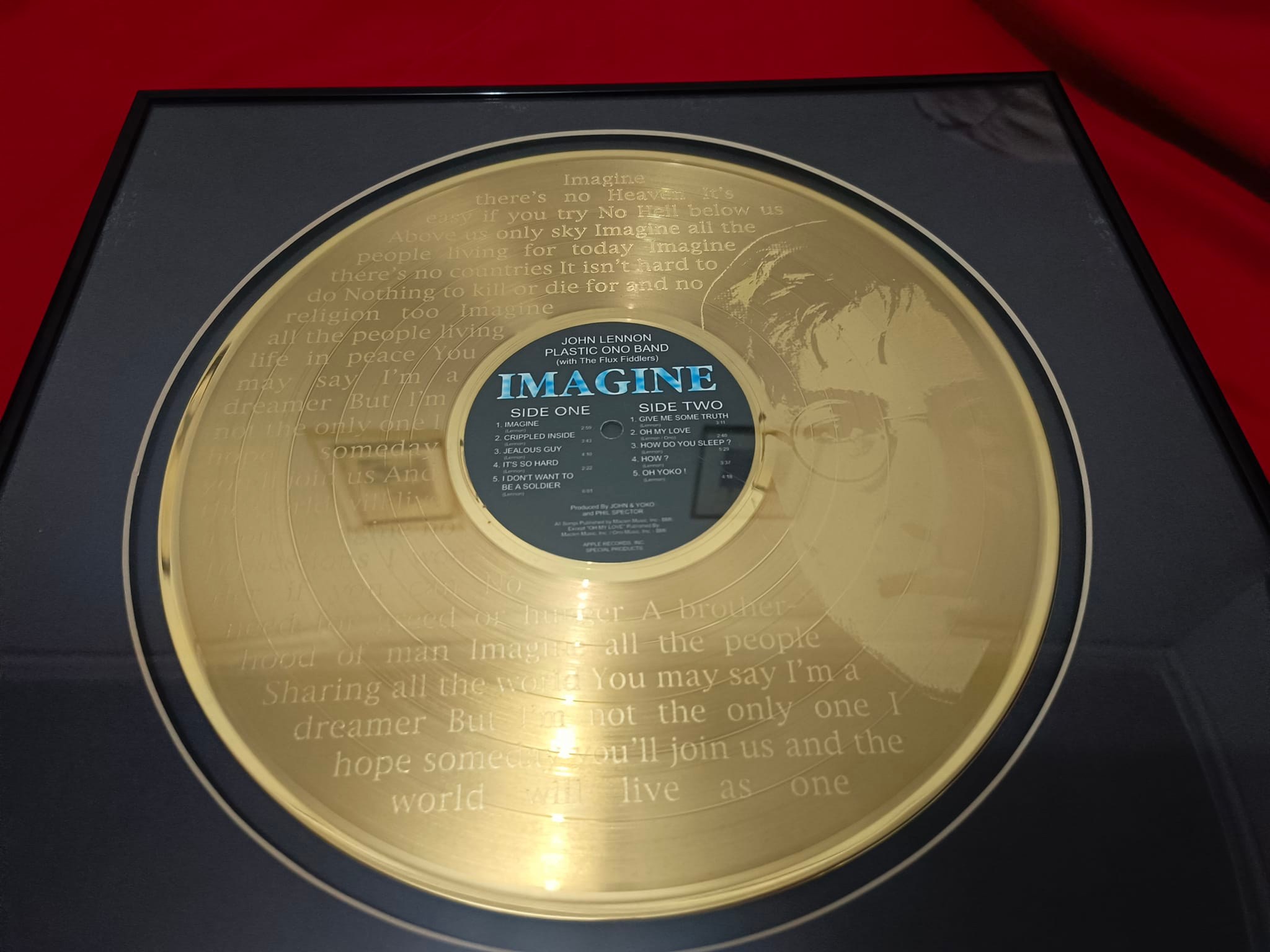 John Lennon Imagine 25th Anniversary 24K Gold Plated LP Record