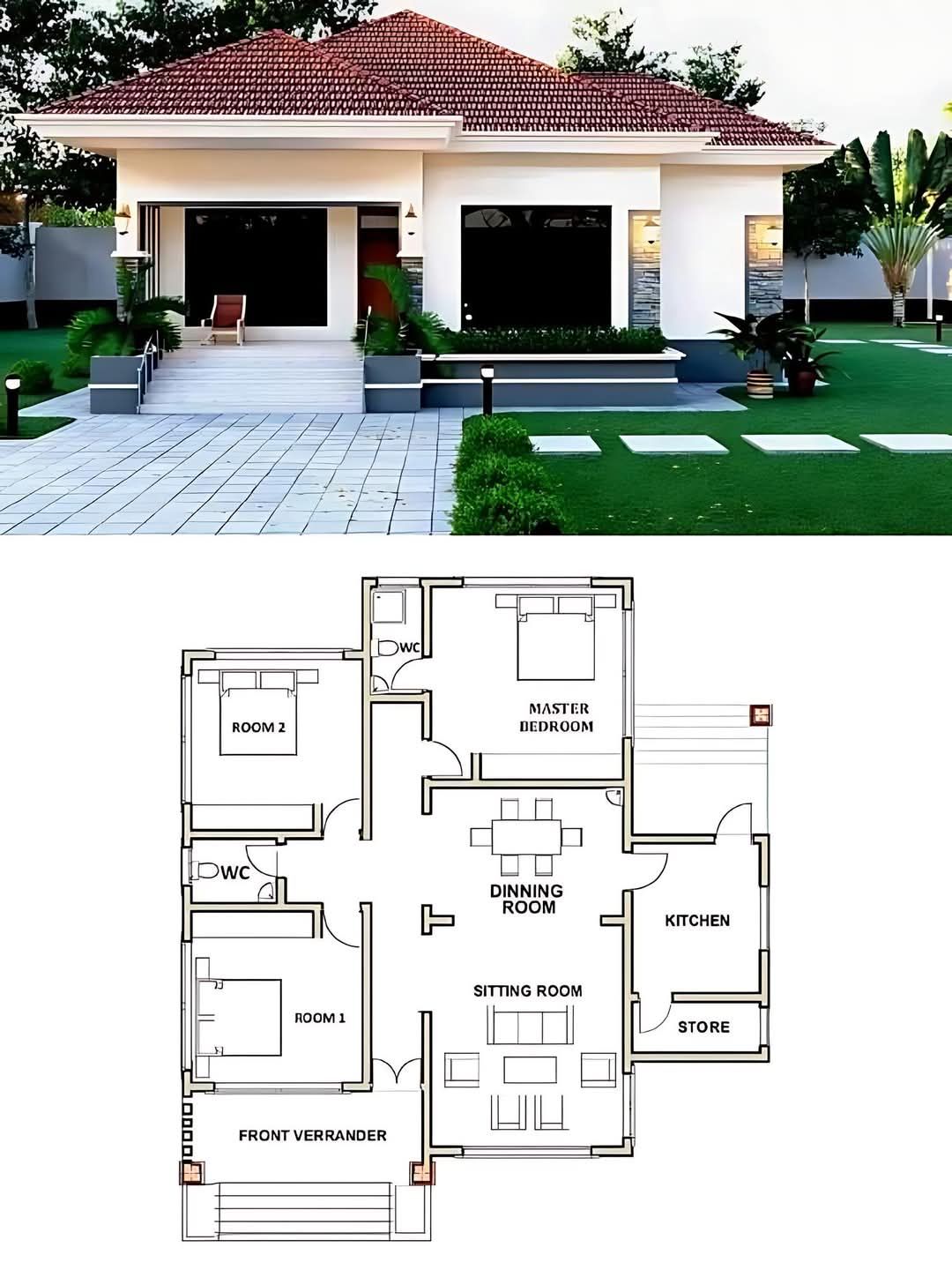 Complete house construction breakdown with 3D diagram