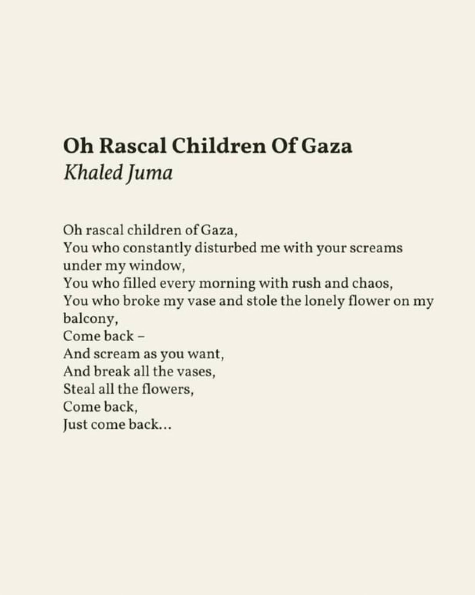 Wear - A poem written by Khaled Juma, a Palestinian living in the ...