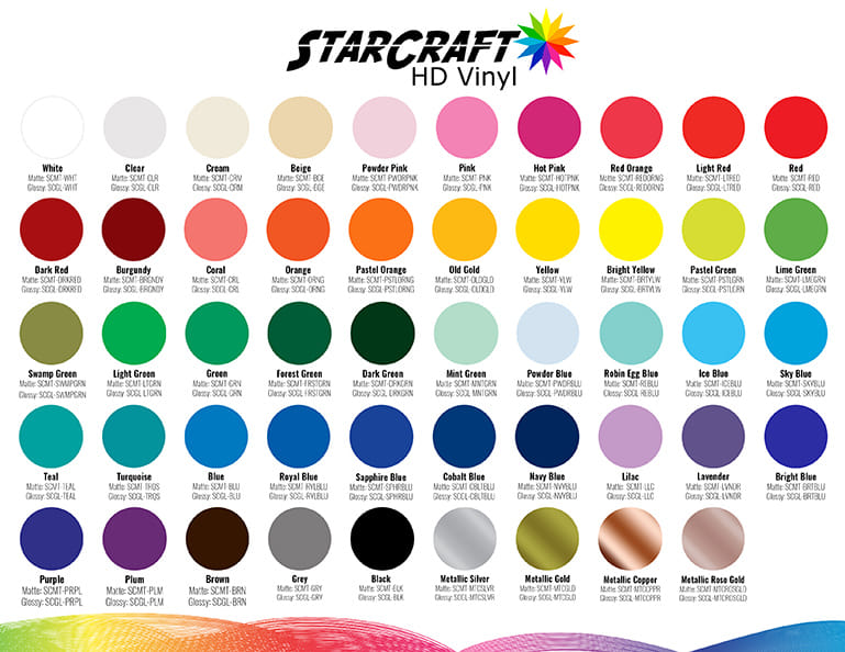 Color Chart for vinyl stickers. I... - Harrington Customs