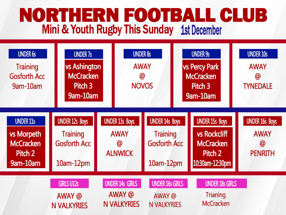 Here is the current schedule for... - Northern Football Club