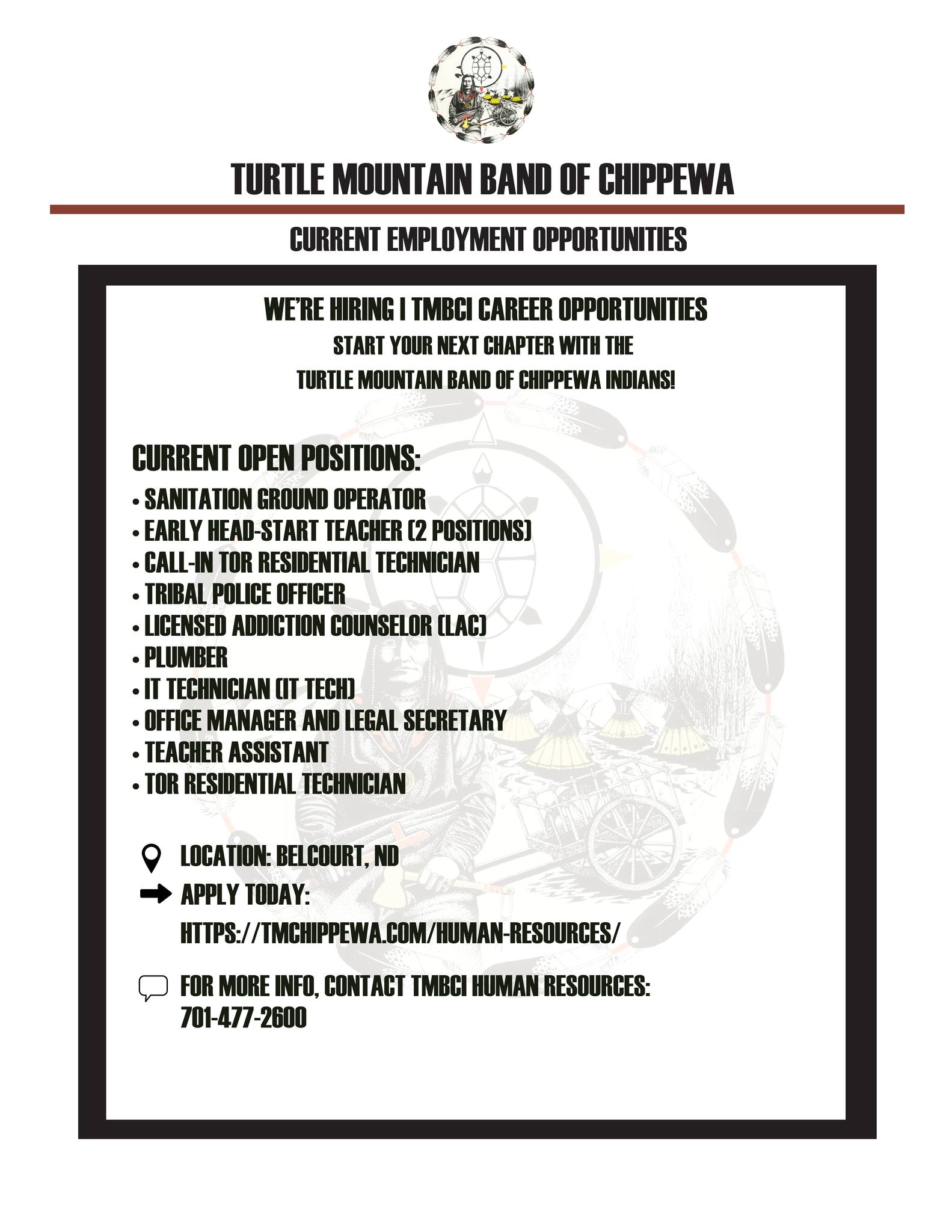 📣 TMBCI is Hiring – Apply Today!... - Turtle Mountain Tribe | Facebook
