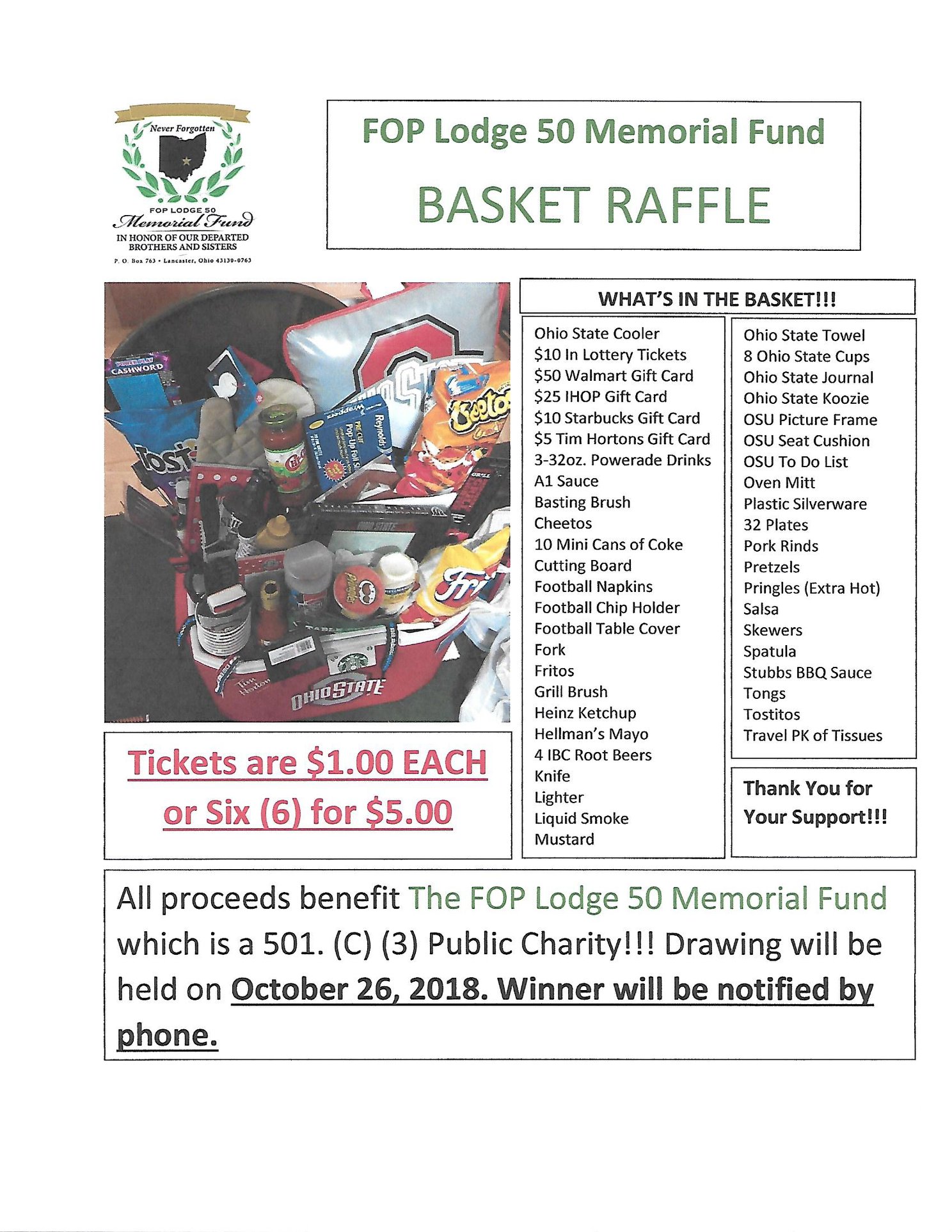 The Memorial Fund Fall Raffle... - FOP Lodge 50 Memorial Fund