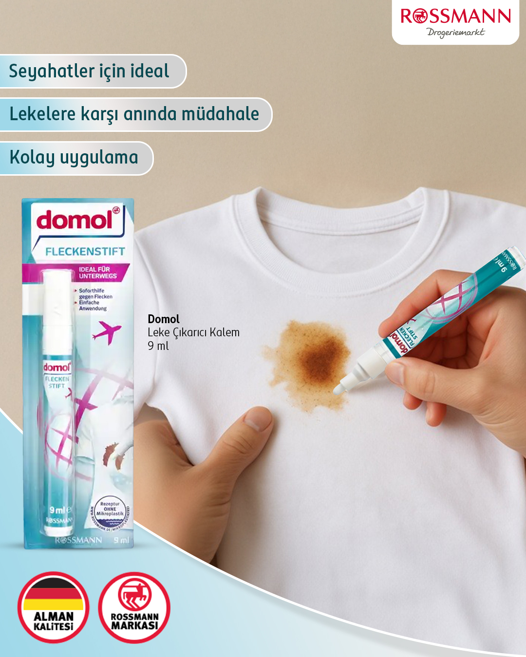 Bir damla kahveyle tatilin tadı kaçmasın! ☕✈️ 💥 Domol Leke Çıkarıcı Kalem ile lekelere anında müdahale, seyahatte bile mümkün! 🧼 Kolay uygulama, pratik çözüm. Çantanda mutlaka yer aç! 🎒💙İncelemek için