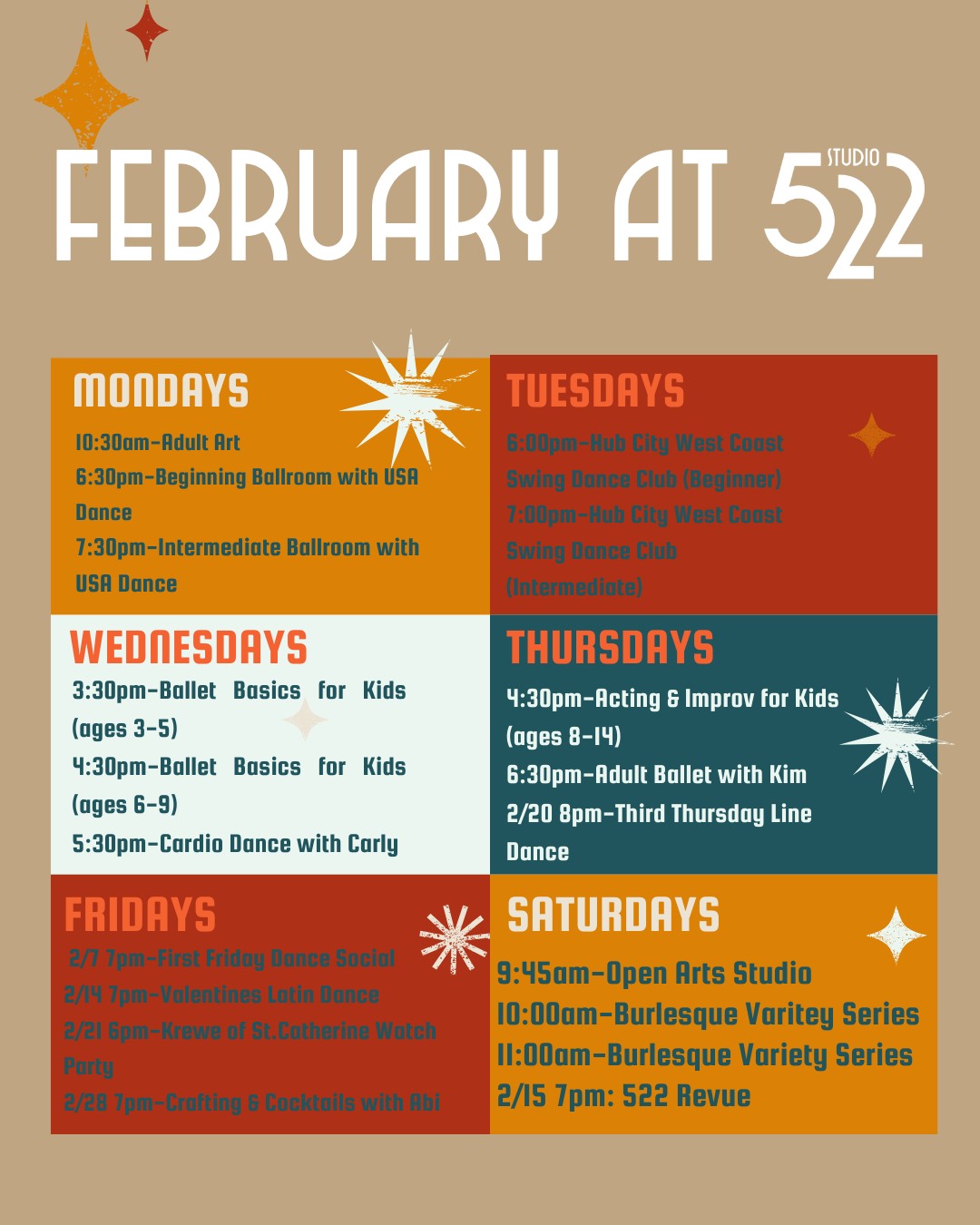 Studio 522 - ️ February Classes Are Open for Registration! ️ We're ...