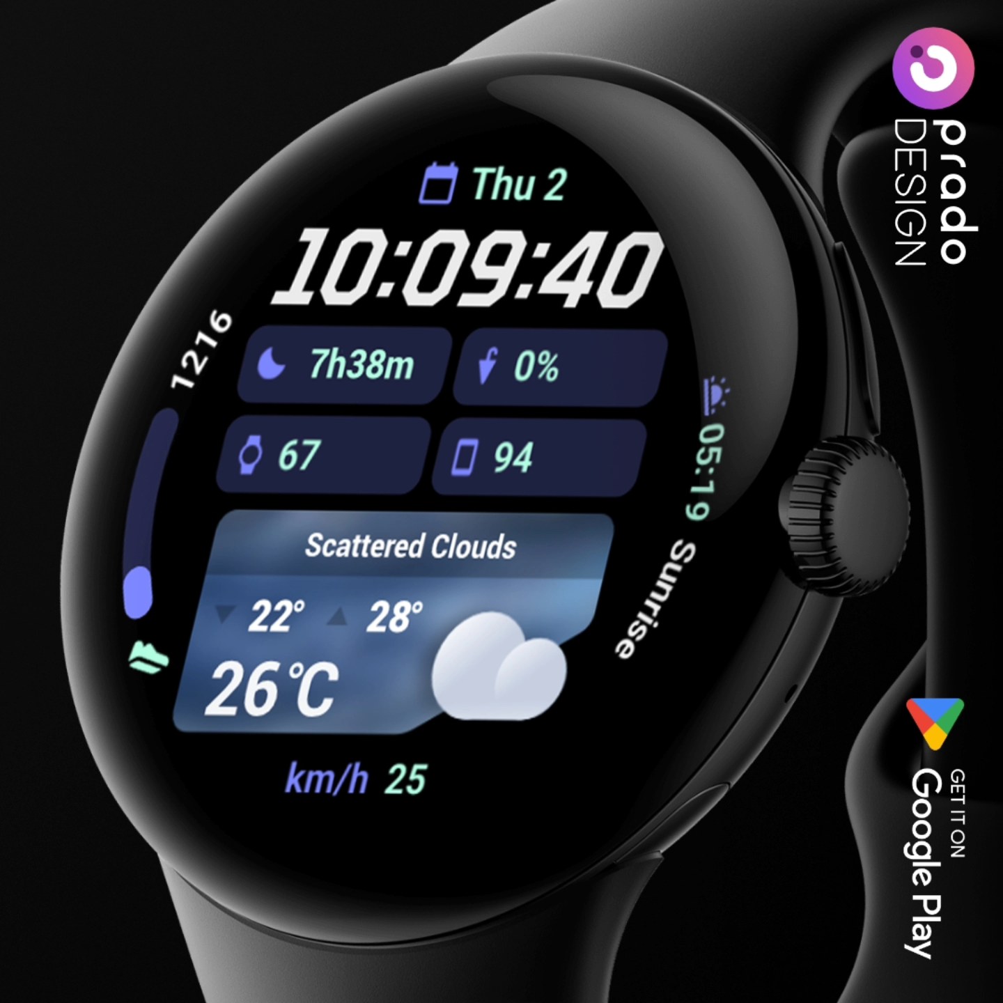 PRADO DESIGN - 𝗣𝗥𝗜𝗠𝗘 𝟬𝟭𝟱 - Digital Watch Face by PRADO DESIGN 𝗪𝗲𝗮𝗿 𝗢𝗦 ...