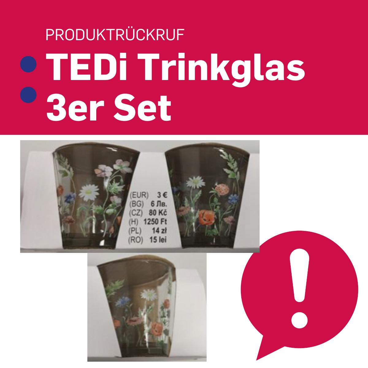 ⚠ #Produktrückruf Die AGES informiert über einen Rückruf der Firma TEDi Warenhandels GmbH. 🔍 Die abgebildeten Trinkgläser müssen zurückgerufen werden, da Produkttests erhöhte Werte an Blei und Cadmium