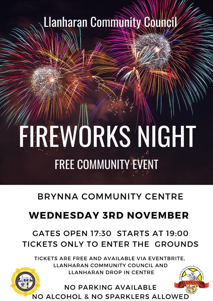 Llanharan - Free fireworks display. Ticket only…. Register here. https ...
