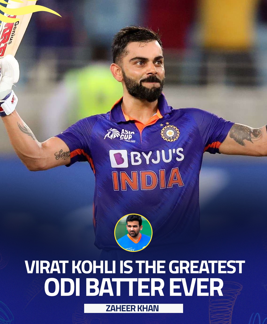 Cricket - Zaheer Khan said - "Virat Kohli is the Greatest ODI Batter ...