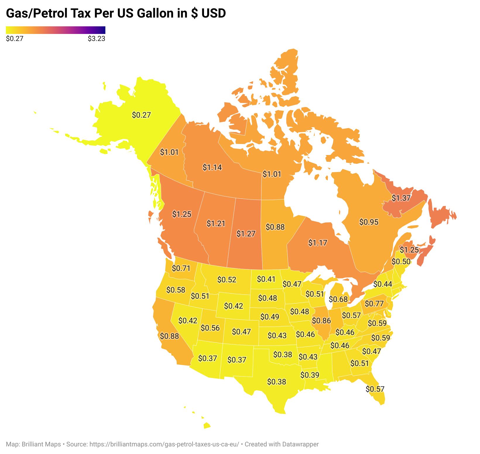 Brilliant Maps - Gas (Petrol) Taxes Per Gallon In The US &... | Facebook
