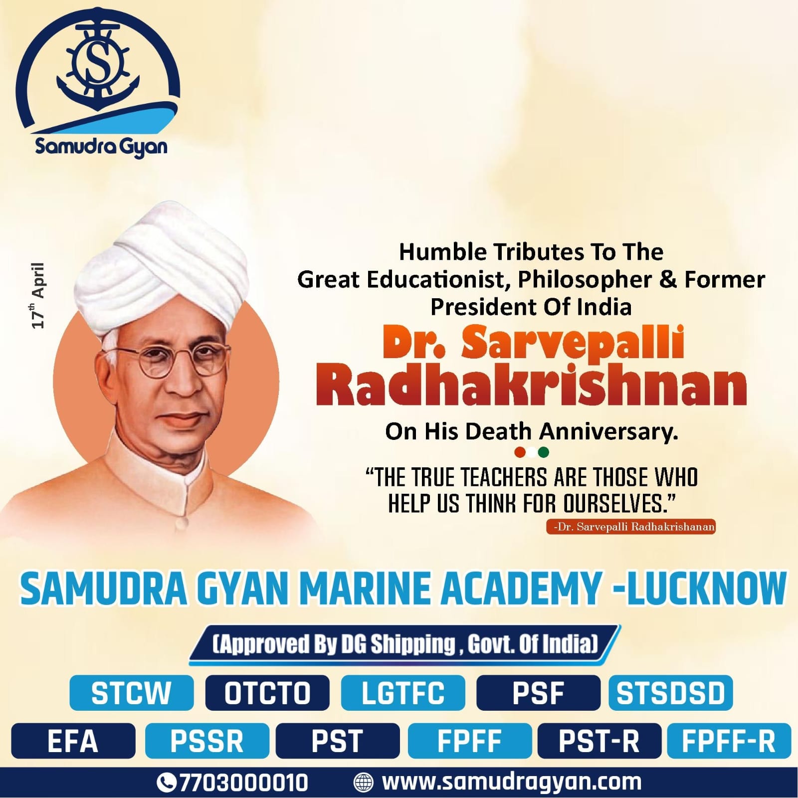 Samudra - 🕊️ Remembering Dr. Sarvepalli Radhakrishnan 🕊️ On his death ...