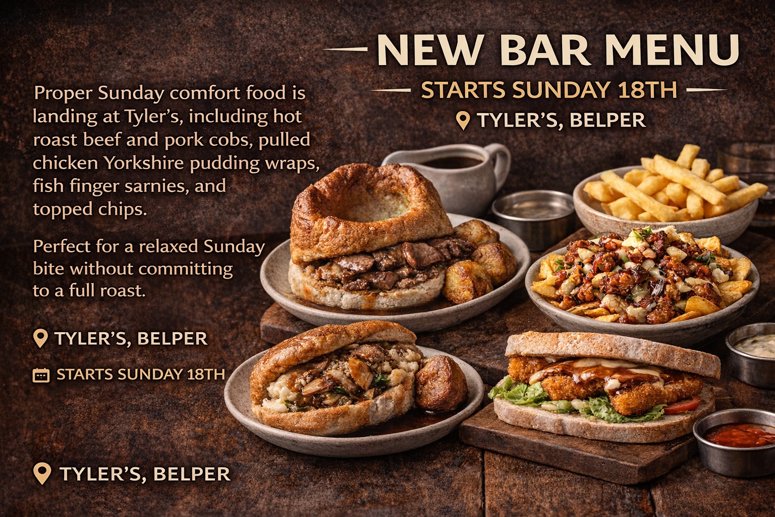 Tylers - NEW BAR MENU STARTS THIS SUNDAY @ Tyler's From Sunday 18th, a ...