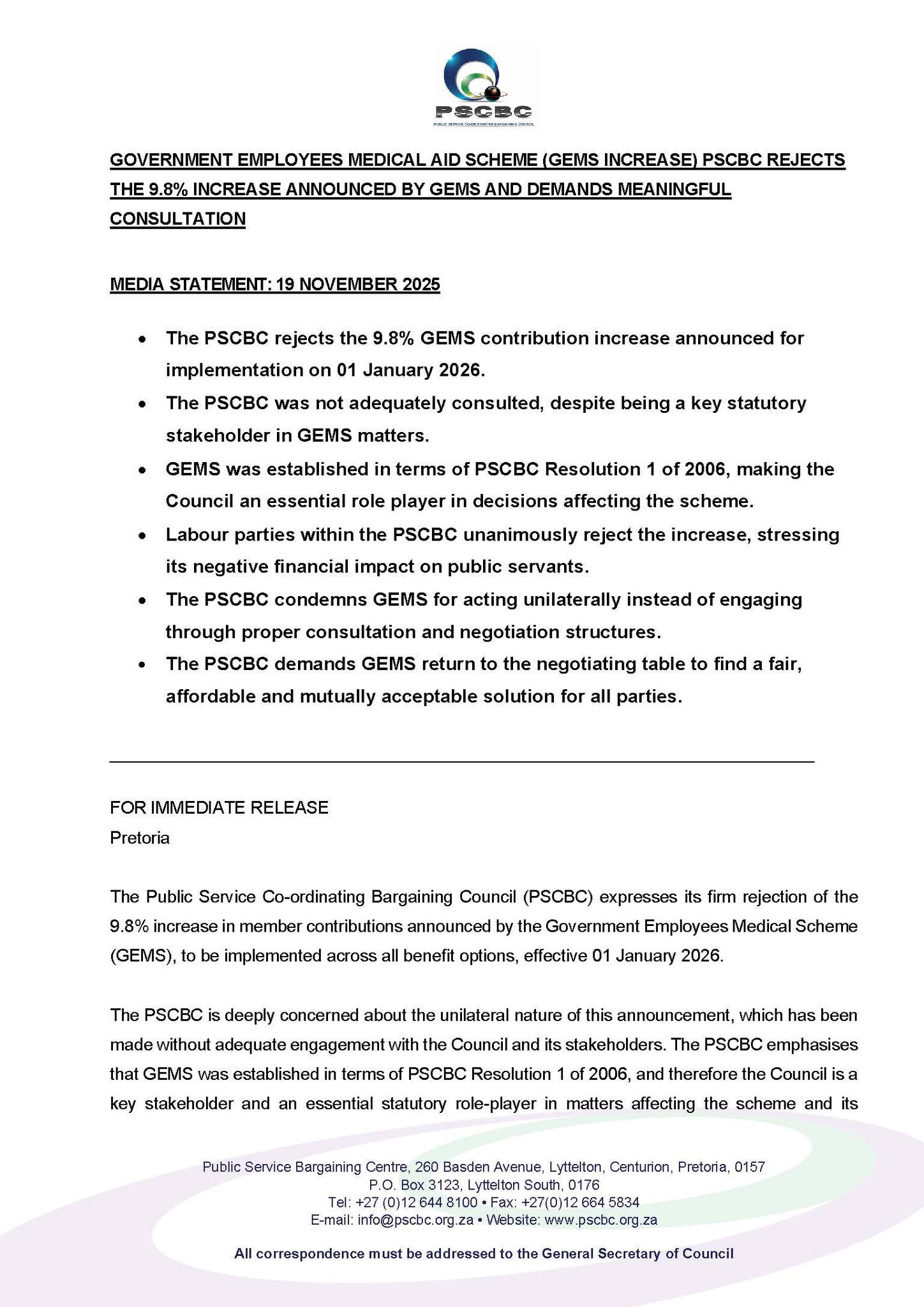 PSCBC Bargaining Council added... - PSCBC Bargaining Council