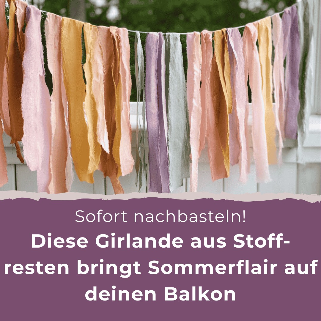Balkon-Girlande aus Stoffresten in 5 Schritten basteln 👉 https://www.genialetricks.de/girlande-stoffreste-balkon-a-a/63741678995845 👈