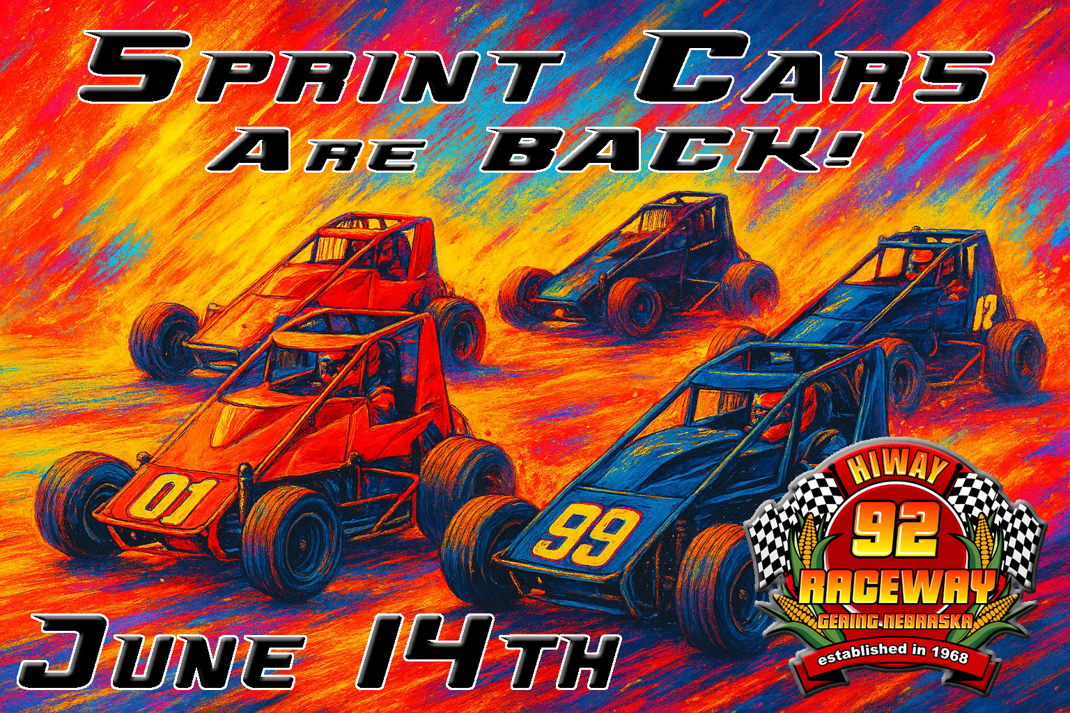 The Sprint Cars are back at Hiway 92 Raceway!