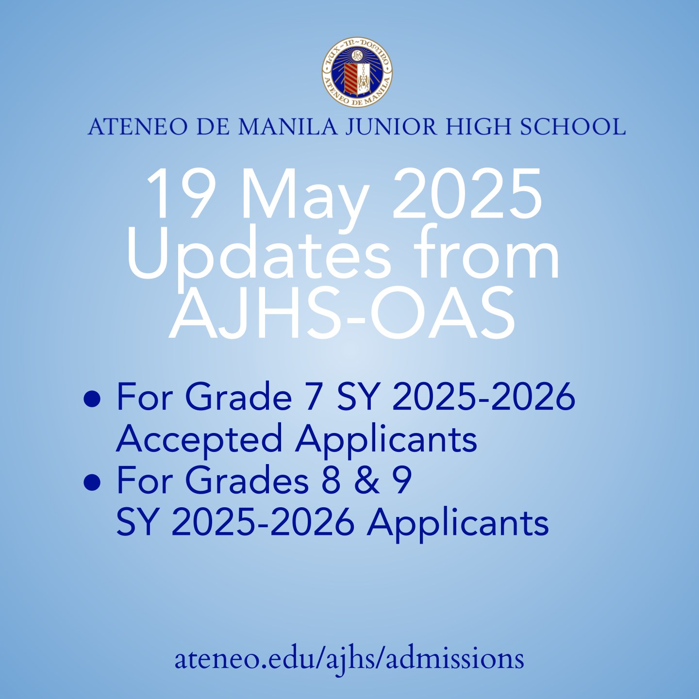 Ateneo - Updates for GRADE 7 SY 2025-2026 APPLICANTS FOR APPEALS: Those ...