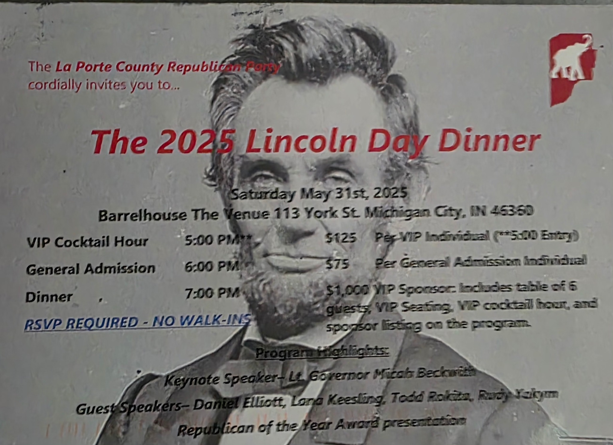 Join us for our 2025... - La Porte County Republican Party | Facebook