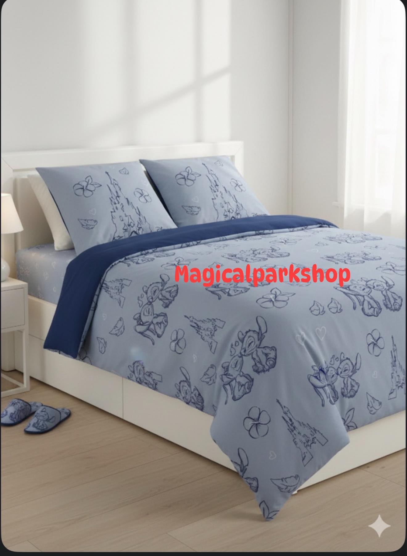 Parure De Lit Réversible Stitch & Angel 100x140 Cm + Taie 40x45 Cm – 100% Coton Phosphorescent Pour Enfants, Magique La Nuit !