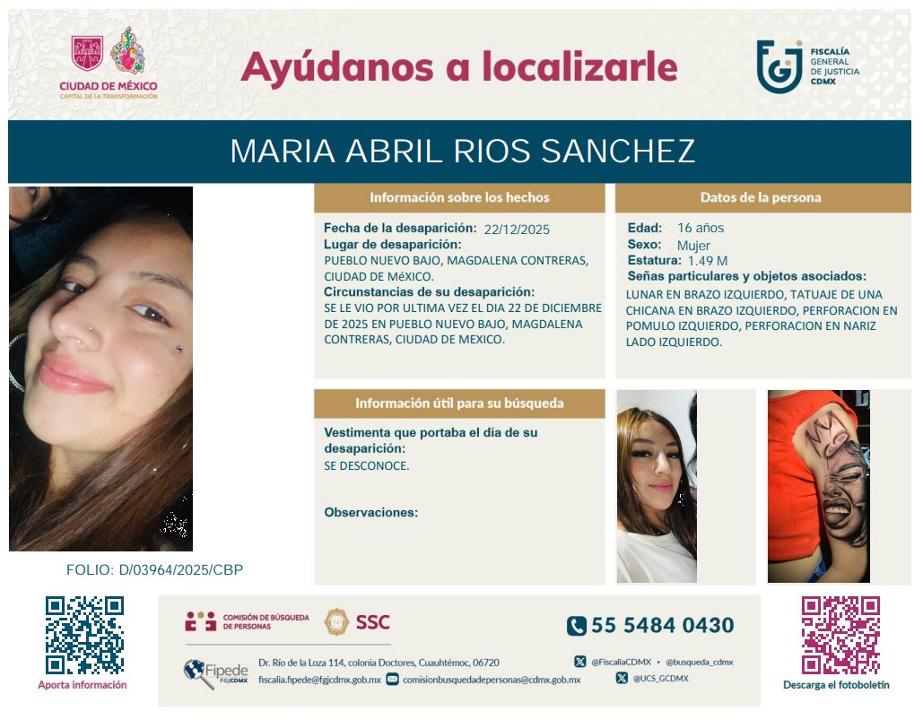 Comisión - Solicitamos su colaboración para la localización de MARIA ...