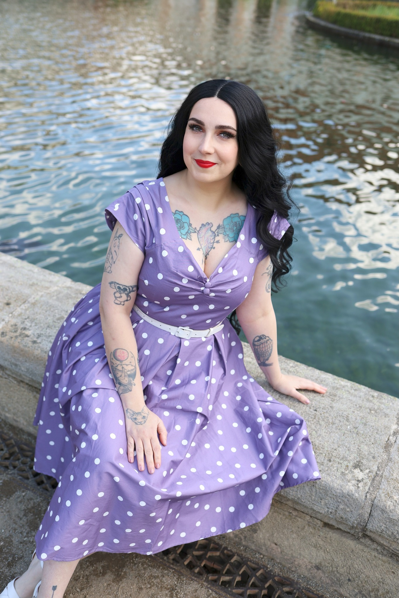 purple polka dot dress Elia Lace this dress is ideal for creative events or stylish outings Polka dot dress sml 2100