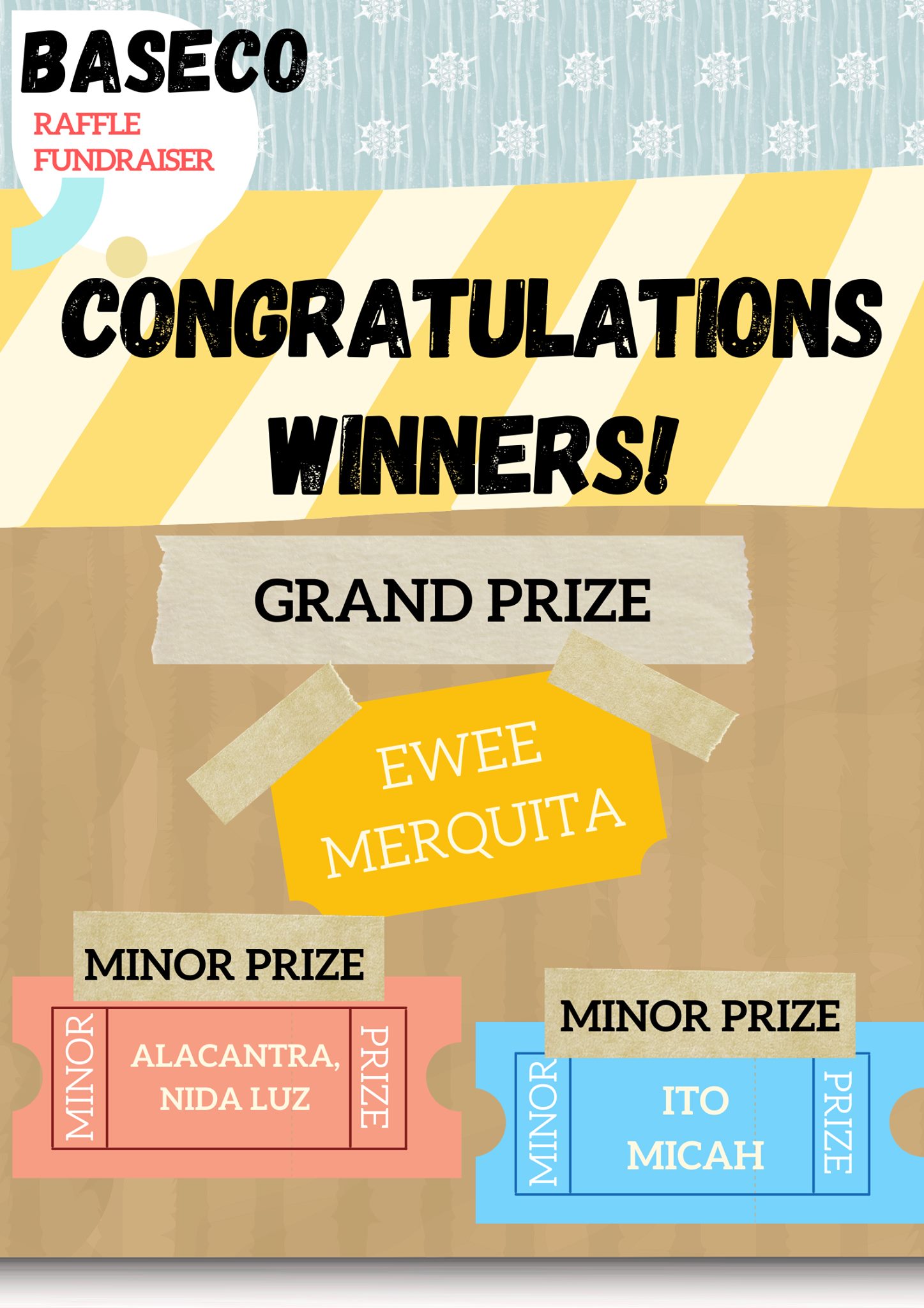 E-C Baseco - 🎉 RAFFLE FUNDRAISER WINNER ANNOUNCEMENT 🎉...
