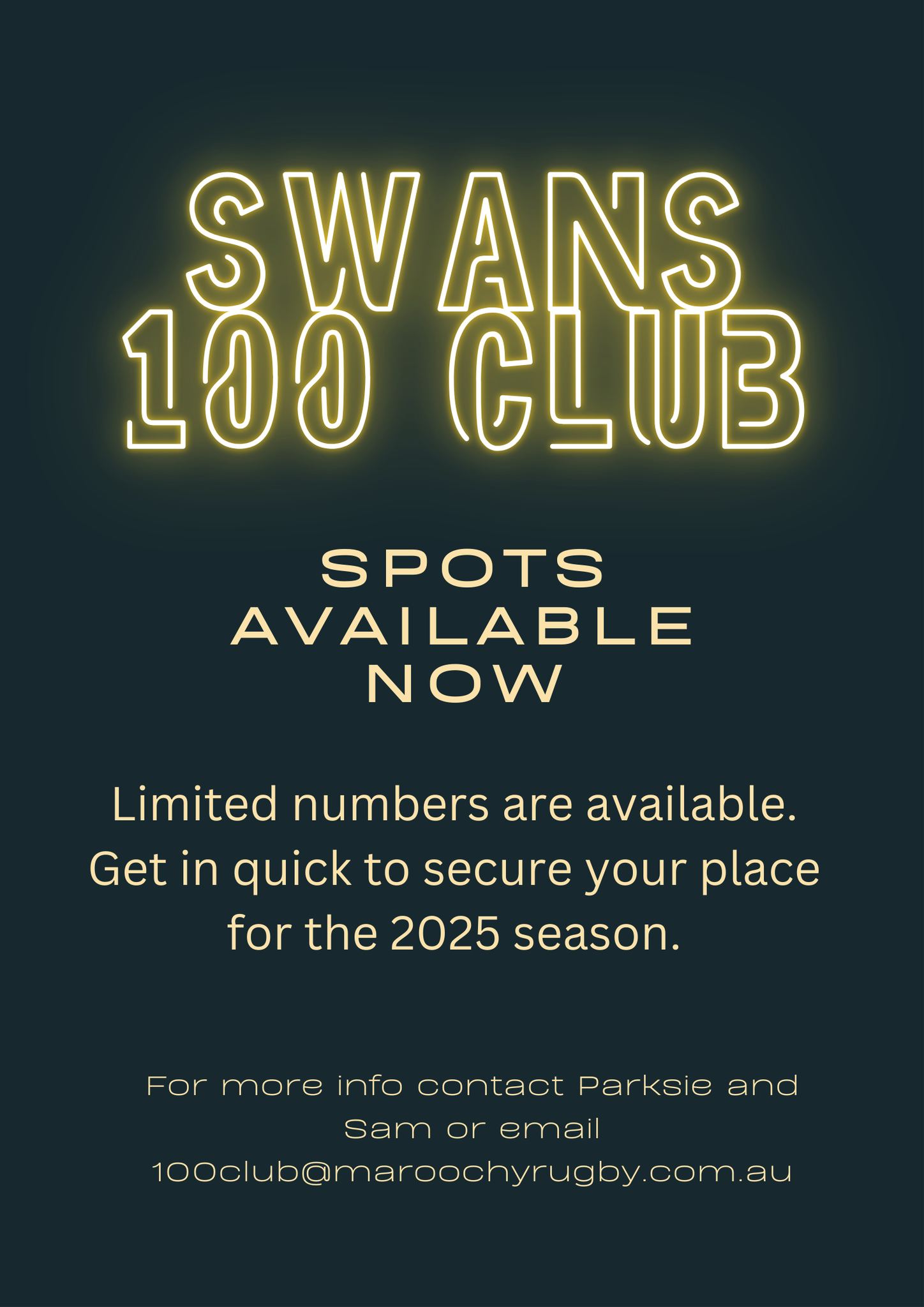 Maroochydore Rugby Union Club - The Swans 100 Club is Back for 2025 ...