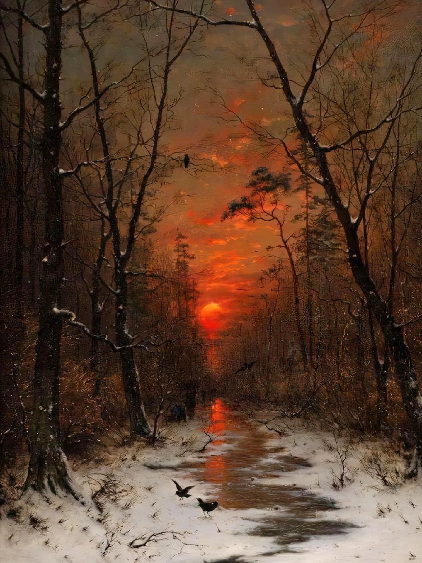 Evening Light Ⅱ 冬の風景 アート Evening Light Ⅱ 冬の風景 アート