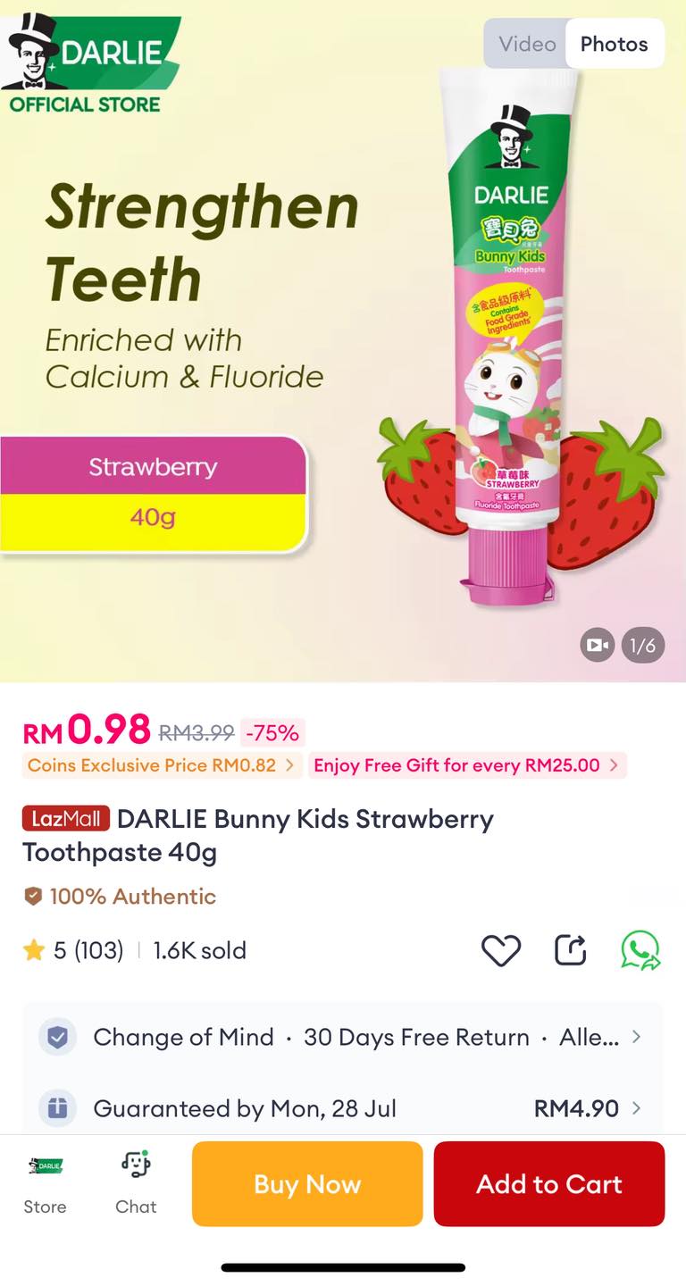 🦷 DARLIE Bunny Kids Strawberry... - Freebies Land Malaysia | Facebook