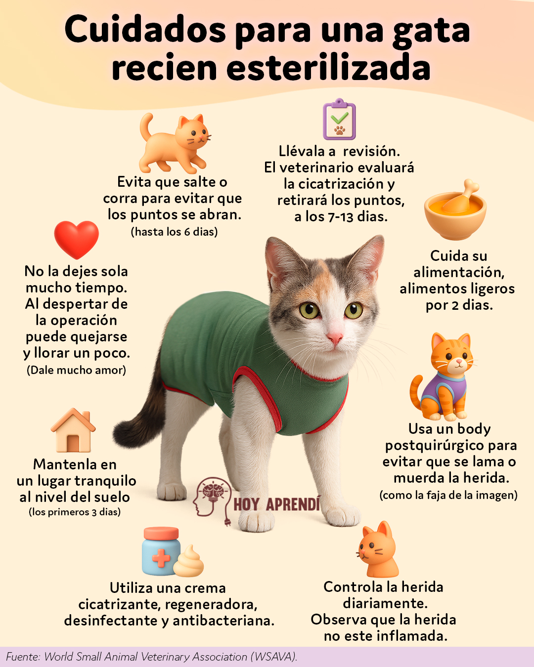 Hoy - 1. Mantenla en un lugar tranquilo Después de la cirugía, es vital ...