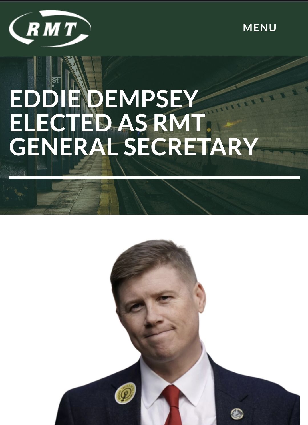 Chris - Congratulations to Eddie Dempsey on being elected as the RMT's ...