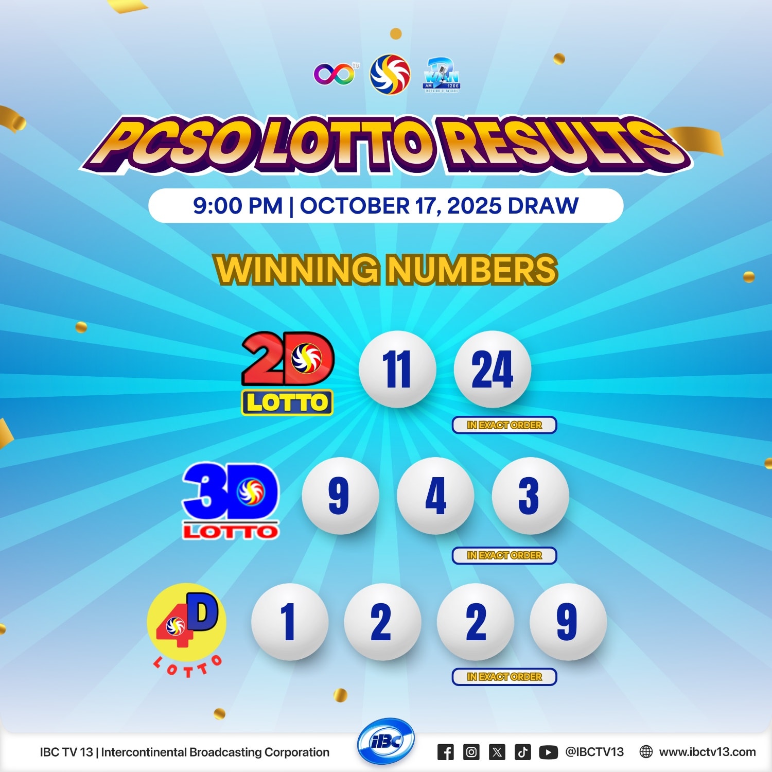 IBC - 9PM DRAW RESULTS! Narito ang winning numbers para sa 2D, 3D, at ...
