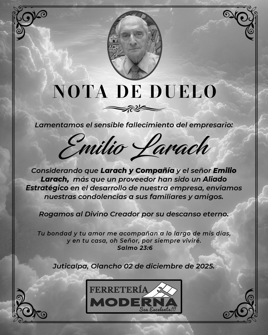 🕊️ Nota de Duelo 🕊️ En Ferretería... - Ferreteria Moderna | Facebook