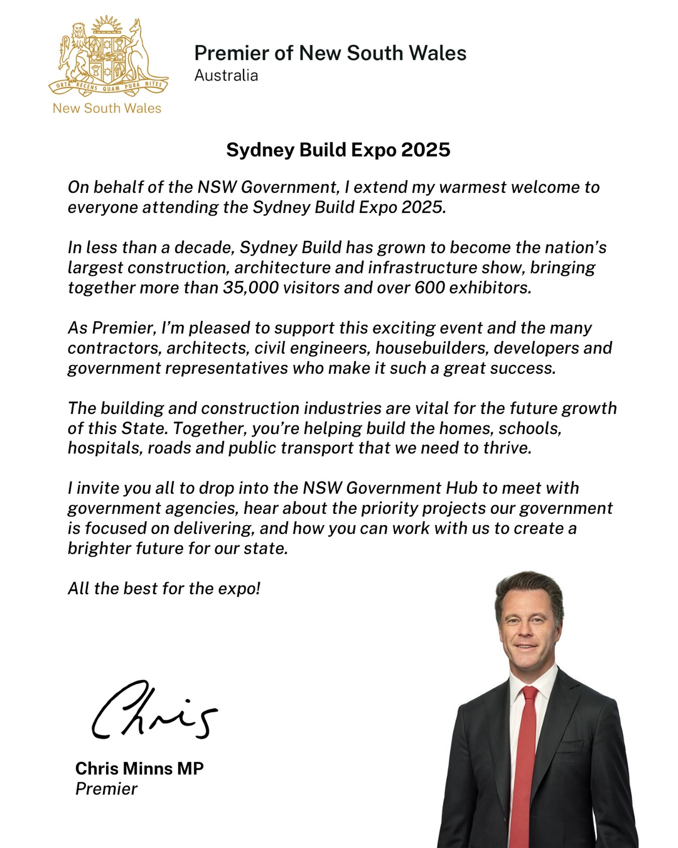 On behalf of the NSW Government,... - Sydney Build Expo | Facebook