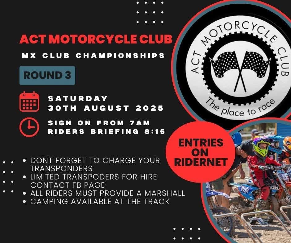 🏁 Round 3 – ACTMCC MX Championships!... - ACT Motorcycle Club | Facebook