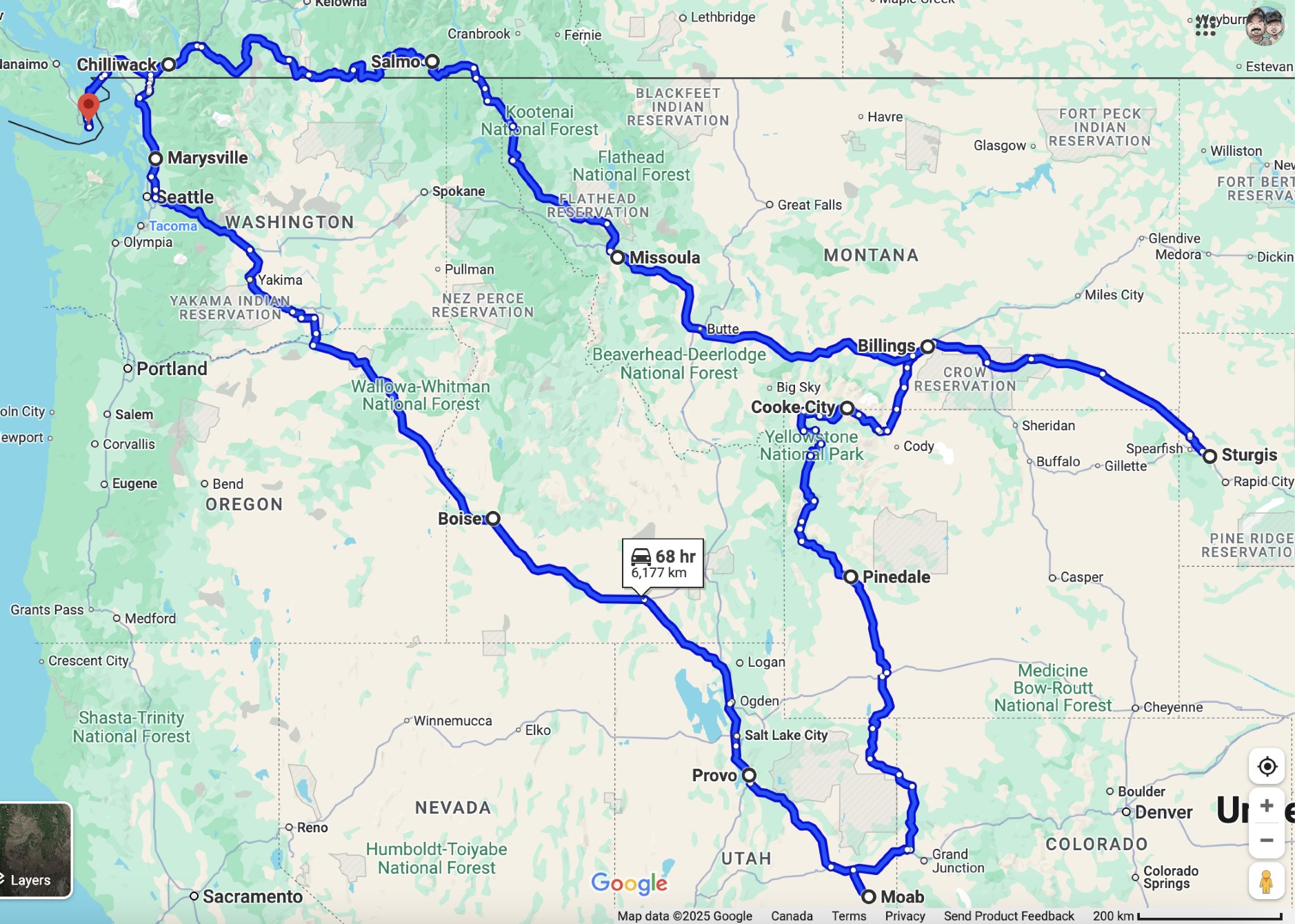 Grumpy - This is pretty close to the route we will be taking to Sturgis ...